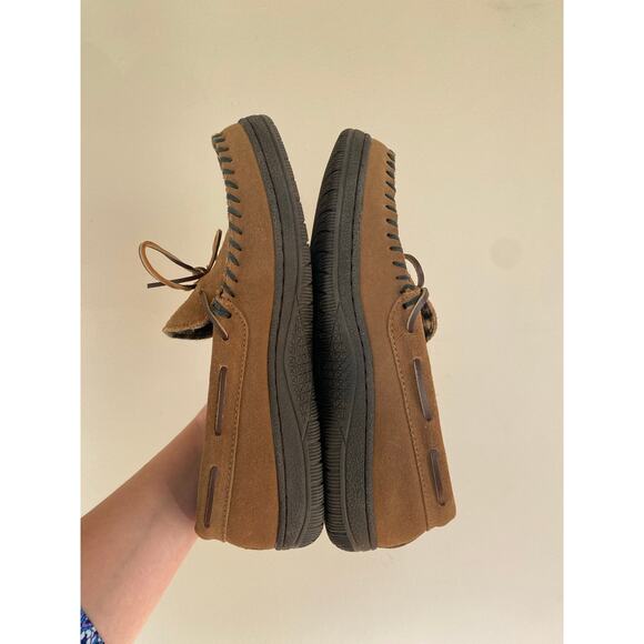 LB Evans Hideaways plaid lined leather slip on loafers mocassins mens 10 - Picture 3 of 7